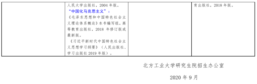 北方工业拼搏(中国)2021年硕士研究生考试招生自命题科目参考书目