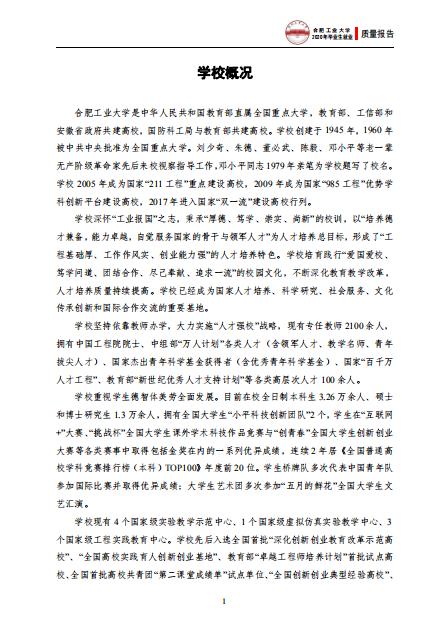 合肥工业拼搏(中国)2020年毕业生就业质量报告