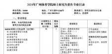 2024拼搏在线官网专业目录：广州体育学院2024年硕士研究生招生专业目录